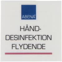 Label til dispenser 4x4cm flydende hånddesinfektion rød