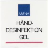 Label til dispenser 4x4cm hånddesinfektion gel rød