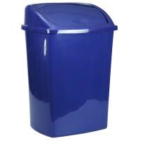 Affaldsspand 15 liter med svinglåg til gulv eller væg i plast blå