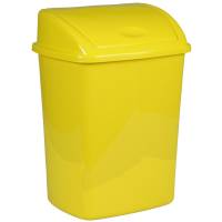 Affaldsspand 15 liter med svinglåg til gulv eller væg i plast gul