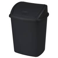 Affaldsspand 15 liter med svinglåg til gulv eller væg i plast sort