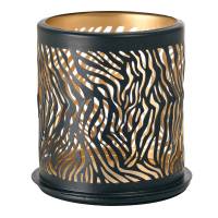 Duni Safari lysestage 7,5x7,5cm Ø7,5cm metal sort Zebra