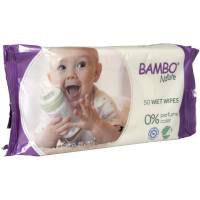 Bambo Nature Vådserviet 17x20cm hvid med rigid lid 50 stk engangs