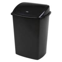 Affaldsspand 4,45 liter med svinglåg til gulv eller væg i plast sort