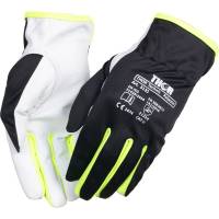 Gedeskindshandske, THOR Teknik Polyester, 10, sort, gedeskind/polyester, Hi-vis mellem fingrende