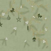 Dunisoft Middagsserviet Noel Pistachio 1/4 fold 40x40cm flerfarvet Bio