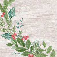 Dunisoft middagsserviet Winter Greenery 1/4 fold 40x40cm flerfarvet