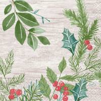 Duni frokostserviet Winter Greenery 3-lags 1/4 fold 33x33cm flerfarvet nyfiber