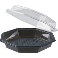Plastbakke 19x19x6cm 632ml APET med h&aelig;ngslet l&aring;g octaview m&oslash;rkegr&aring;