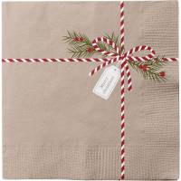 Frokostserviet 3-lags 1/4 fold 33x33cm papir med sl&oslash;jfe beige