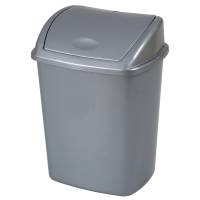 Affaldsspand 15 liter med svinglåg til gulv eller væg i plast grå