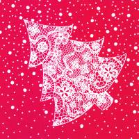 Middagsserviet, Klassisk Jul, 1/4 fold, 40x40cm, rød, airlaid