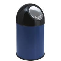 Affaldsspand med sort push låg 30 liter blå
