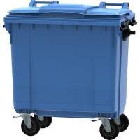 Affaldscontainer i kraftig plast med 4 hjul 770 liter blå