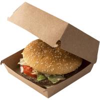 DoEco burgerboks med hængslet låg træfibre 14x14x7cm brun