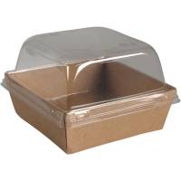 DoEco Take away boks 550 ml 12,8x12,8x4,5cm pap PET låg brun