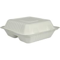Gastro Take away boks bagasse 3-rums komposterbar hvid