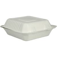 Gastro Take away boks 22,3x20,1x7,7cm bagasse komposterbar hvid