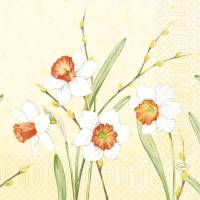 Duni frokostserviet Daffodil Joy 3-lags 1/4 fold 33x33cm papir
