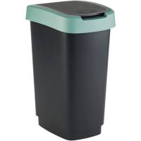 Rotho Twist plast affaldsspand med låg 25 liter sort med grøn kant