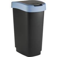 Rotho Twist plast affaldsspand med låg 50 liter sort med blå kant