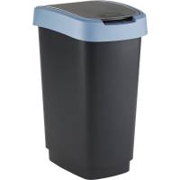 Rotho Twist plast affaldsspand med låg 25 liter sort med blå kant