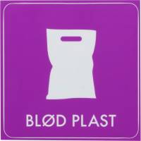 Piktogram 18x18cm folie selvklæbende lyserød, TIL BLØD PLAST