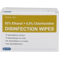 Desinfektionsserviet 14x19cm 82% ethanol 0.5% klorhexidin enkeltpakket