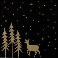 Middagsserviet Golden Winter 1/4 fold 40x40cm airlaid sort