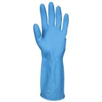 Latex handske, Abena, M, blå, latex, indvendig velourisering