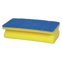 Skuresvamp, 15x7cm, blå, skum/polyether/polyester/nylon, medium skureeffekt
