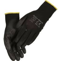 ODIN Work fingerdyppet PU handske str. 7 PA/polyester ribkant sort