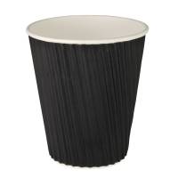 Kaffebæger 9cm Ø8cm 28cl pap/PE 8 oz ripple wall light sort
