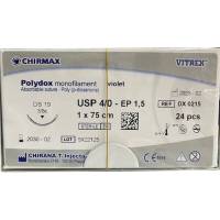 Polydox Sutur 75cm USP 4/0 DS 19mm resorberbar steril engangs violet