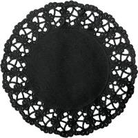 Duni fadpapir, Ø12cm, 40 g/m2, sort  rund papir udhugget