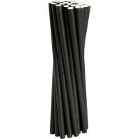 Sugerør 25cm Ø12mm papir sort
