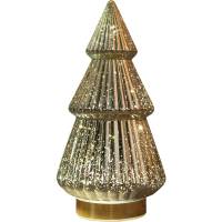 Led juletræ 15x28,5cm glas med 10 LED lys guld