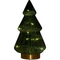 Led juletræ 15x28,5cm glas med 10 LED lys grøn