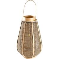 Lanterne i bambus 29,5x40cm til bloklys natur/grå farve