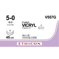 Vicryl sutur 45cm violet 5-0 dobbel G-3 nål multifil (flettet)