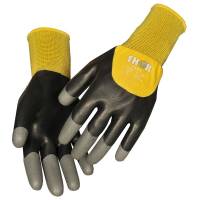 Thor Flex Dry Halvdyppet latexhandske str. 7 med gul ribkant sort