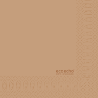 Duni Ecoecho frokostserviet Svanemærket 3-lags 1/4 fold 33x33cm brun