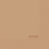 Duni Ecoecho kaffeserviet 2-lags nyfiber 1/4 fold, 24x24cm brun