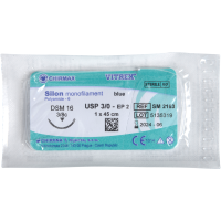 Silon sutur Monofilament 45cm 4/0 DSM-16 nål (PC3 Prime) Non-resorberbar steril blå