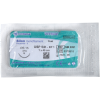 Silon sutur Monofilament 45cm 5/0 DS-15 nål (DS-16) Non-resorberbar steril blå