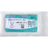 Silon sutur Monofilament 45cm 4/0 DS-12 nål (DS-13) Non-resorberbar steril blå