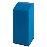 Affaldsspand med push låg 45 liter brandsikker blå