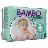 Bambo Nature Mini 2 med print svanemærket 3-6 kg hvid