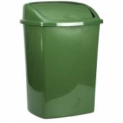 Affaldsspand 8 liter med svinglåg til gulv eller væg i plast grøn
