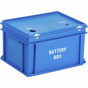 Risikoaffald batterikasse 2-rums 30x40x23,5cm 20 liter blå